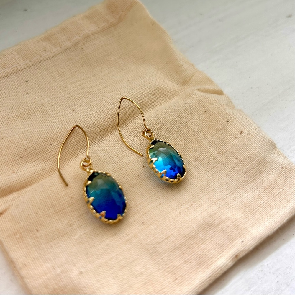 Blue and Gold Drop Earrings